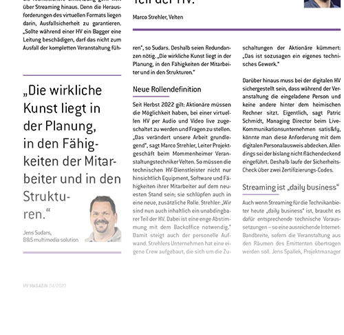 Artikel zu Neue virtuelle HV und die Technik