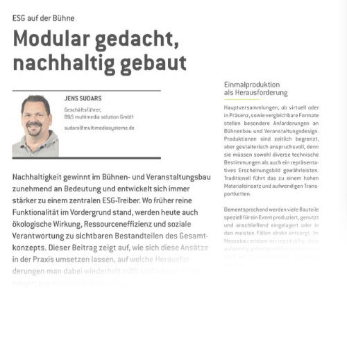 Artikel zu ESG auf der Bühne - Modular gedacht, nachhaltig gebaut