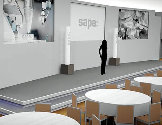3D-Visualisierung der Bühne für die Sapa Veranstaltung